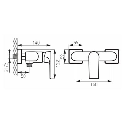 FERRO - Duscharmatur ALGEO SQUARE, glänzender Chrom
