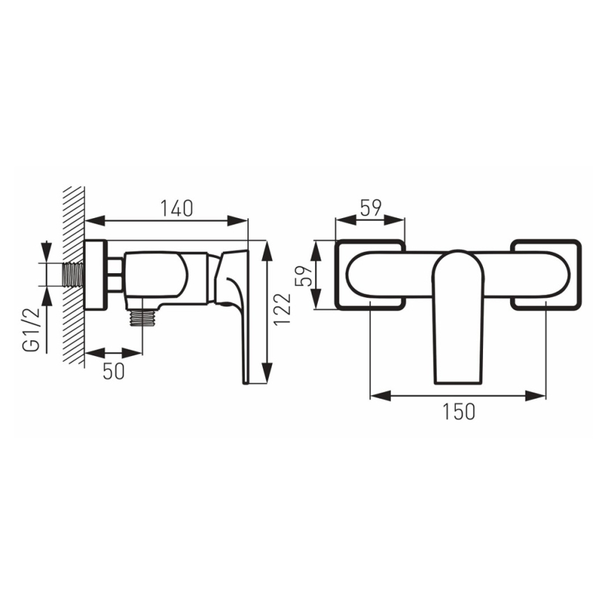 FERRO - Duscharmatur ALGEO SQUARE, glänzender Chrom