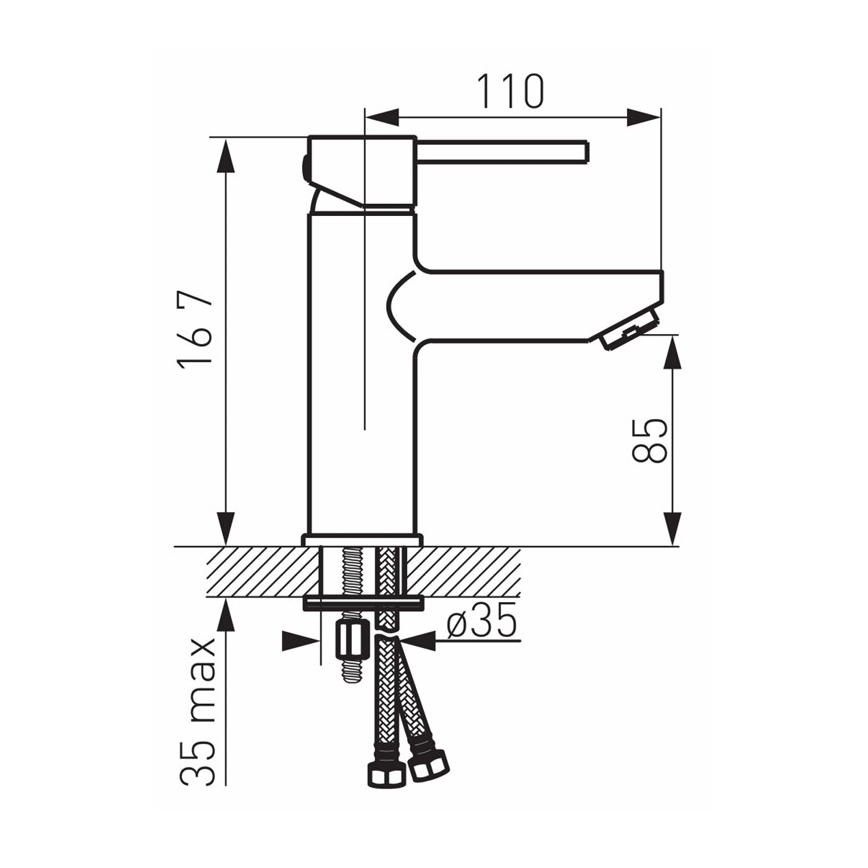 FERRO - Waschtischarmatur + Ablaufgarnitur FIESTA, glänzender Chrom
