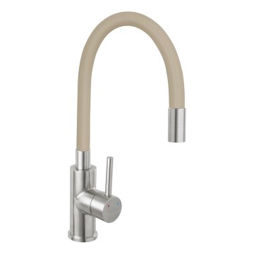 FERRO - Wasserhahn (Armatur) mit flexiblem Arm Edelstahl/beige