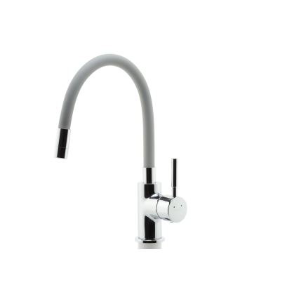 FERRO - Wasserhahn (Armatur) mit flexiblem Arm glänzendes Chrom/grau