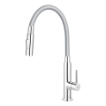 FERRO - Wasserhahn (Armatur) mit flexiblem Arm glänzendes Chrom/grau