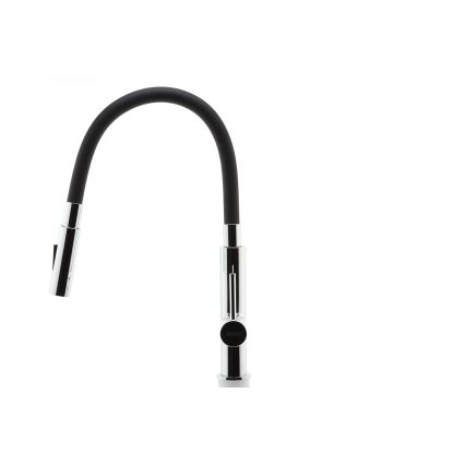 FERRO - Wasserhahn (Armatur) mit flexiblem Arm glänzendes Chrom/schwarz