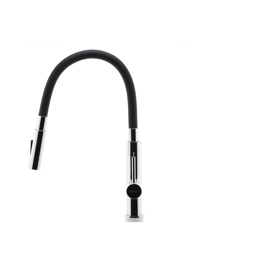 FERRO - Wasserhahn (Armatur) mit flexiblem Arm glänzendes Chrom/schwarz