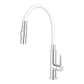FERRO - Wasserhahn (Armatur) mit flexiblem Arm glänzendes Chrom/weiß