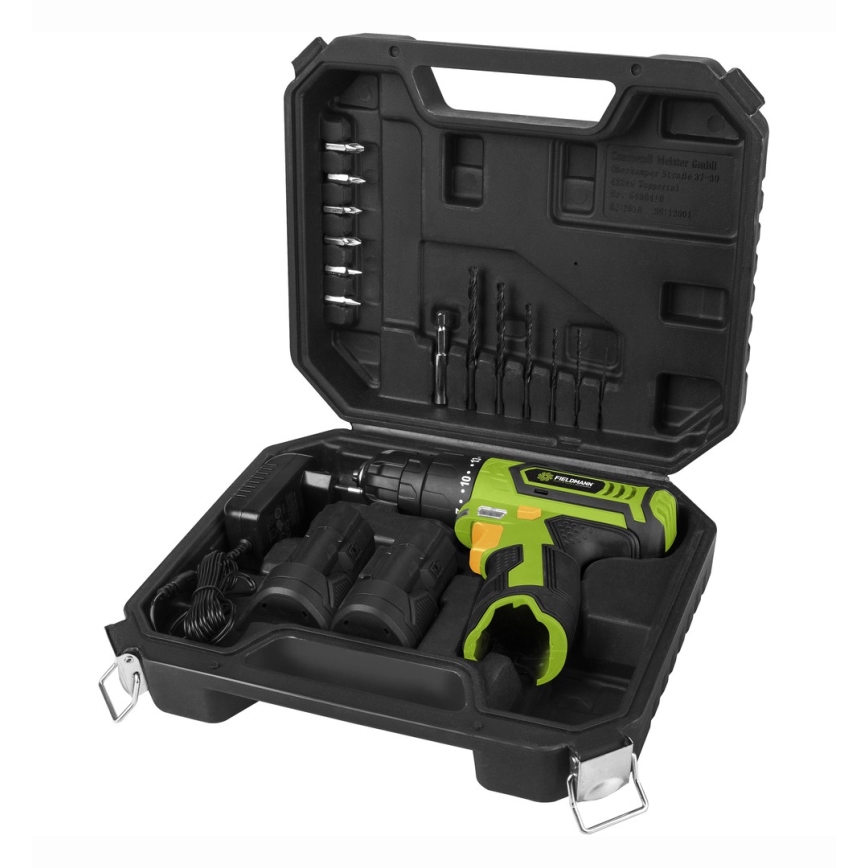 Fieldmann - Akku-Bohrmaschine mit Zubehör 12V 1300 mAh