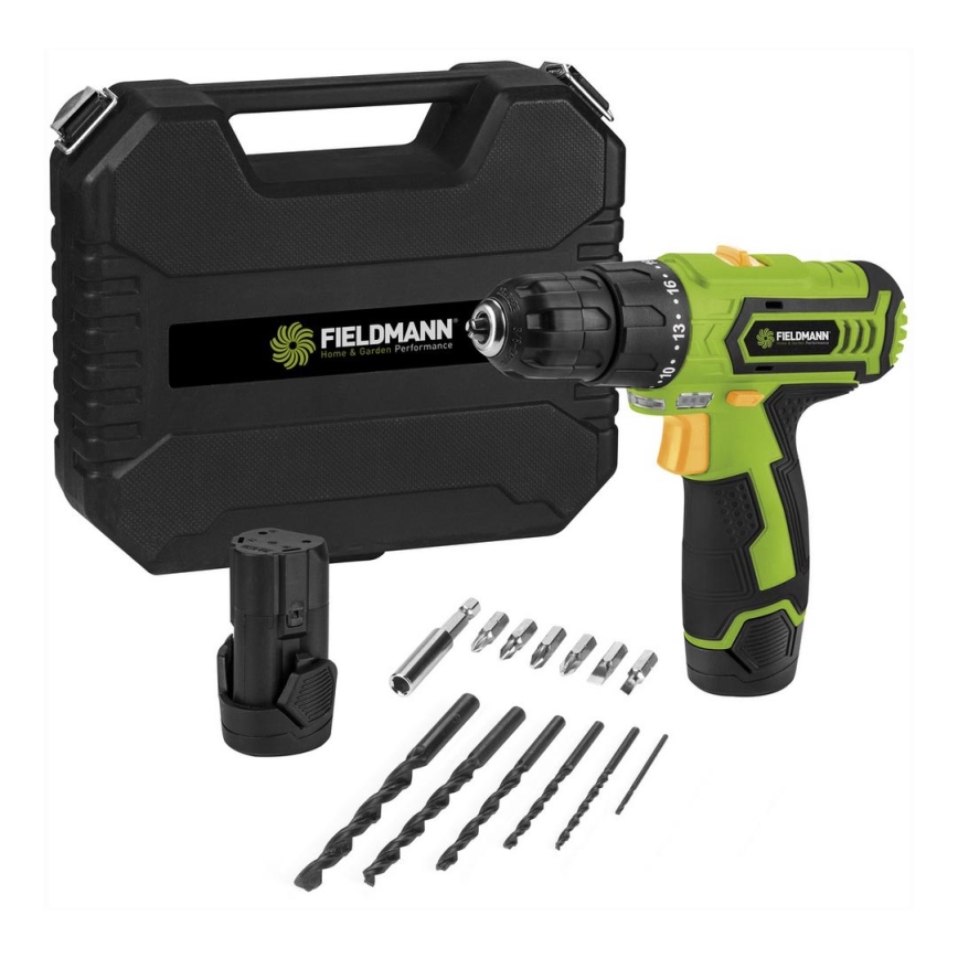 Fieldmann - Akku-Bohrmaschine mit Zubehör 12V 1300 mAh