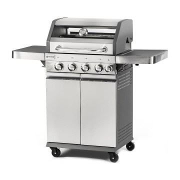 Fieldmann - Gasgrill mit 5 Brennern, matt verchromt