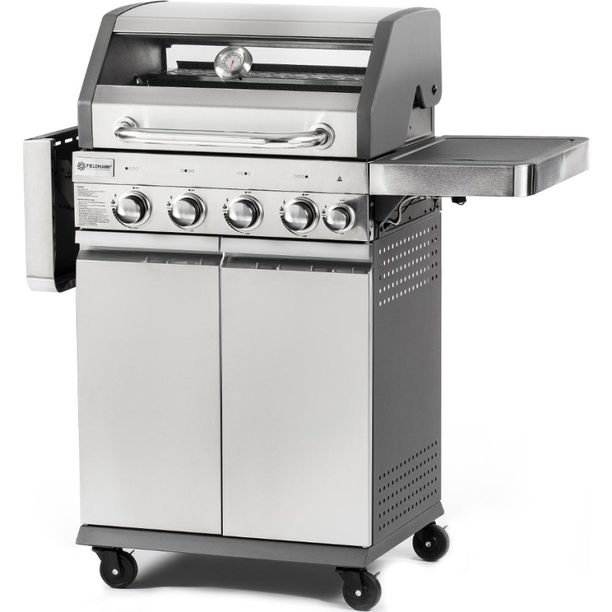 Fieldmann - Gasgrill mit 5 Brennern, matt verchromt