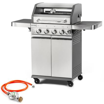 Fieldmann - Gasgrill mit 5 Brennern, matt verchromt