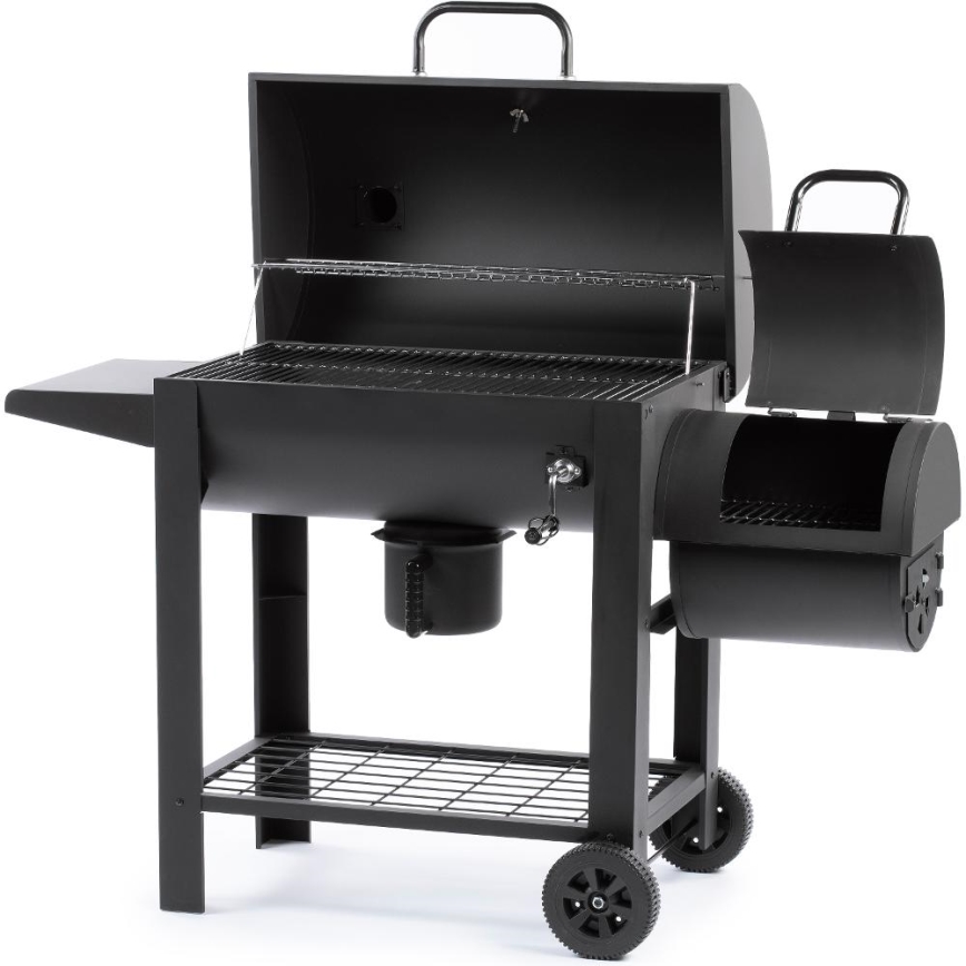 Fieldmann - Holzkohlegrill mit Smoker schwarz