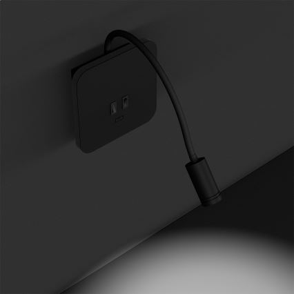 Flexible, kleine LED-Wandleuchte BASE 1xLED/8W+1xLED/2W/230V schwarz/silbern