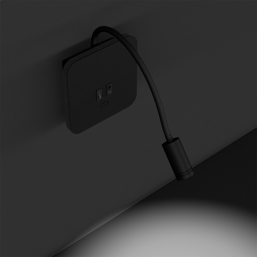 Flexible, kleine LED-Wandleuchte BASE 1xLED/8W+1xLED/2W/230V schwarz/silbern