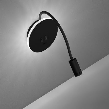 Flexible, kleine LED-Wandleuchte BASE 1xLED/8W+1xLED/2W/230V schwarz/silbern