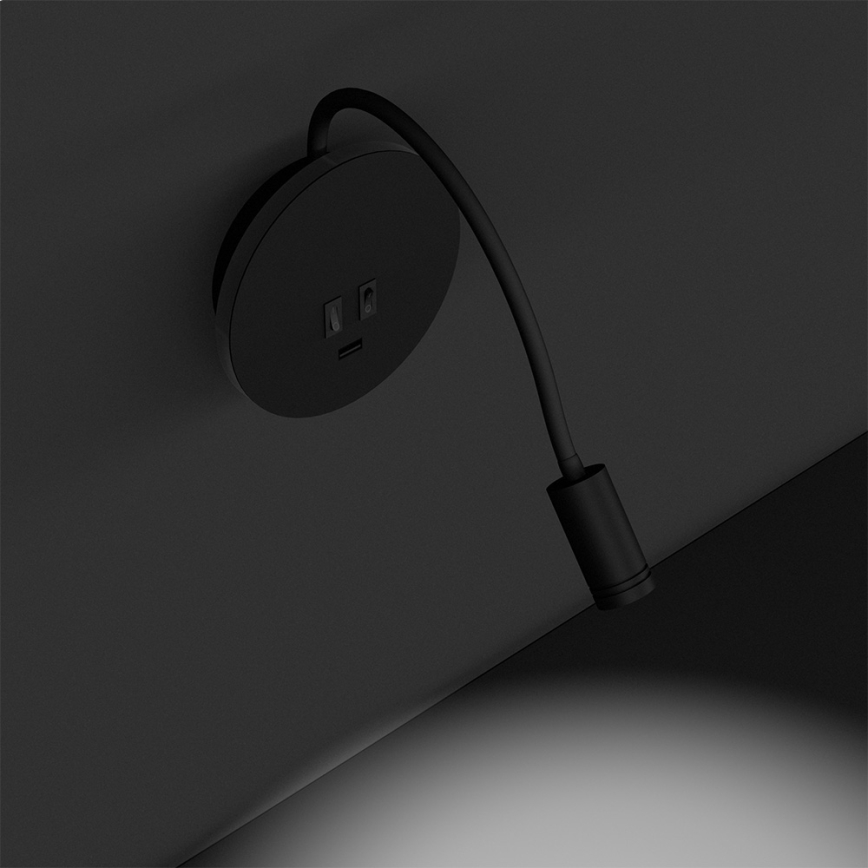 Flexible, kleine LED-Wandleuchte BASE 1xLED/8W+1xLED/2W/230V schwarz/silbern