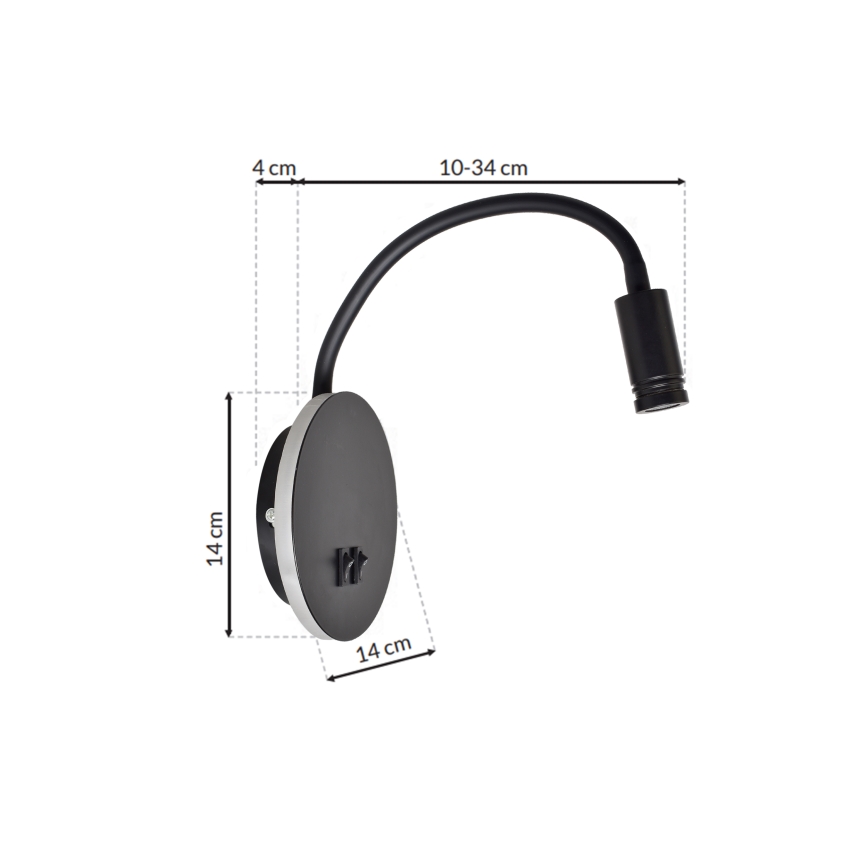 Flexible, kleine LED-Wandleuchte BASE 1xLED/8W+1xLED/2W/230V schwarz/silbern