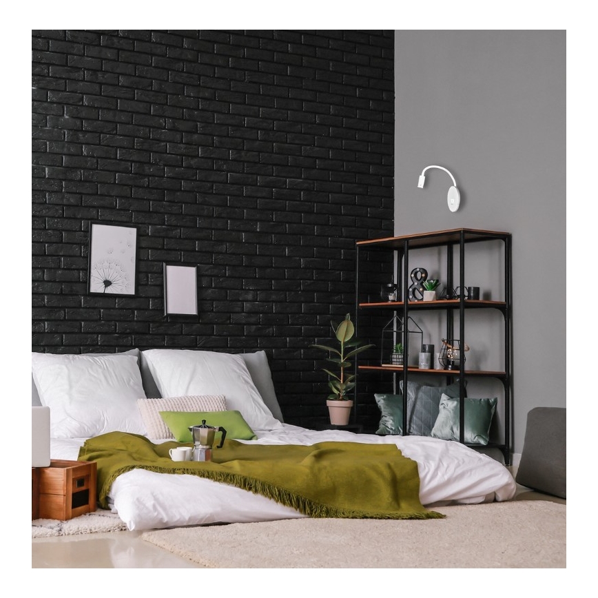 Flexible, kleine LED-Wandleuchte mit USB BASE 1xLED/8W+1xLED/2W/230V weiß/silbern
