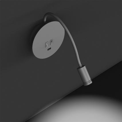 Flexible, kleine LED-Wandleuchte mit USB BASE 1xLED/8W+1xLED/2W/230V weiß/silbern