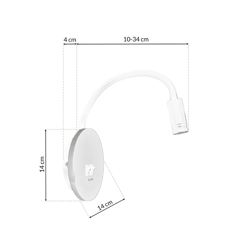 Flexible, kleine LED-Wandleuchte mit USB BASE 1xLED/8W+1xLED/2W/230V weiß/silbern