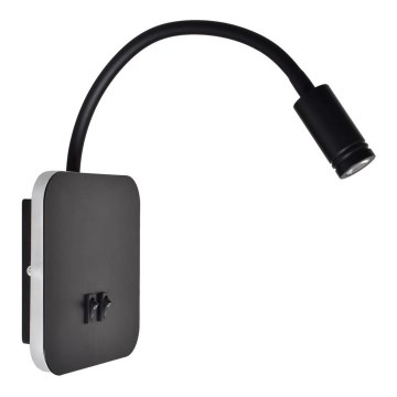 Flexible LED-Wandleuchte BASE LED/8W+LED/2W/230V schwarz/silber