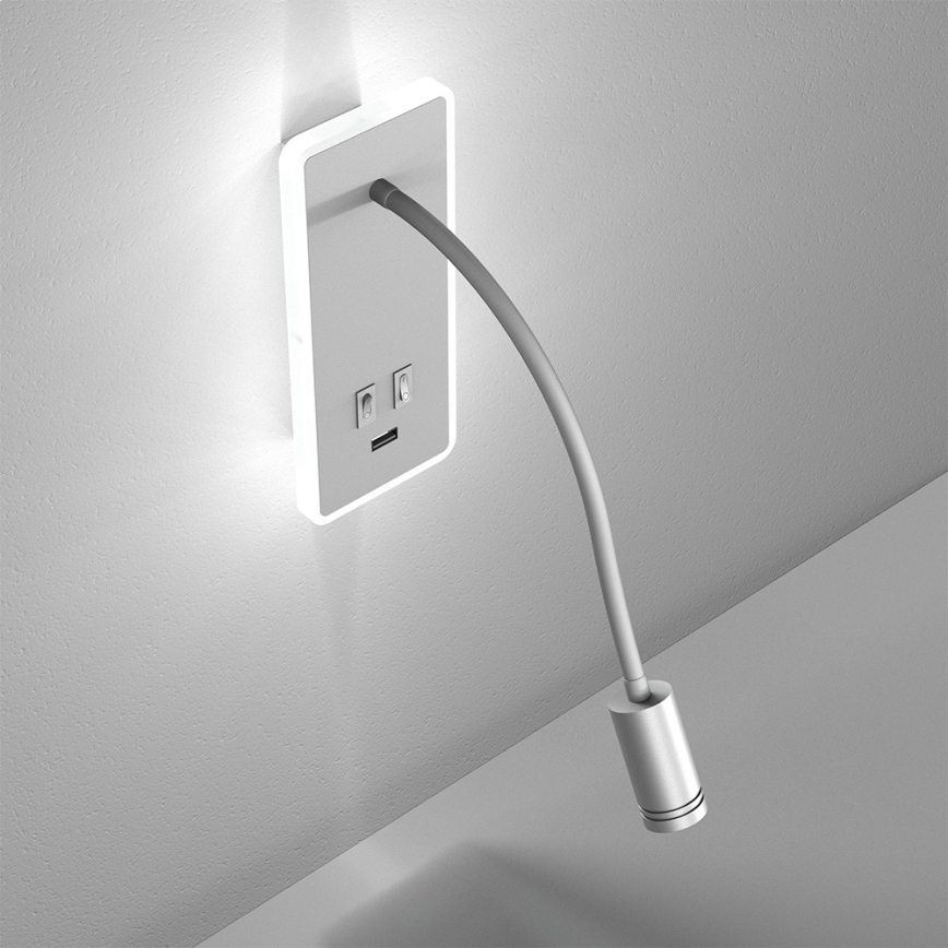 Flexible LED-Wandleuchte mit USB BASE LED/8W+LED/2W/230V weiß