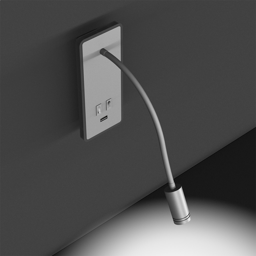 Flexible LED-Wandleuchte mit USB BASE LED/8W+LED/2W/230V weiß