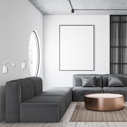 Flexible LED-Wandleuchte mit USB BASE LED/8W + LED/2W/230V weiß