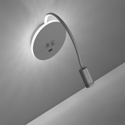 Flexible LED-Wandleuchte mit USB BASE LED/8W+LED/2W/230V weiß/silber