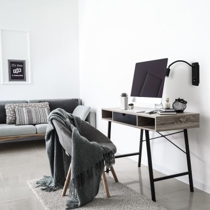 Flexible LED-Wandleuchte mit USB, Modell BASE, LED/8W+LED/2W, 230V, schwarz