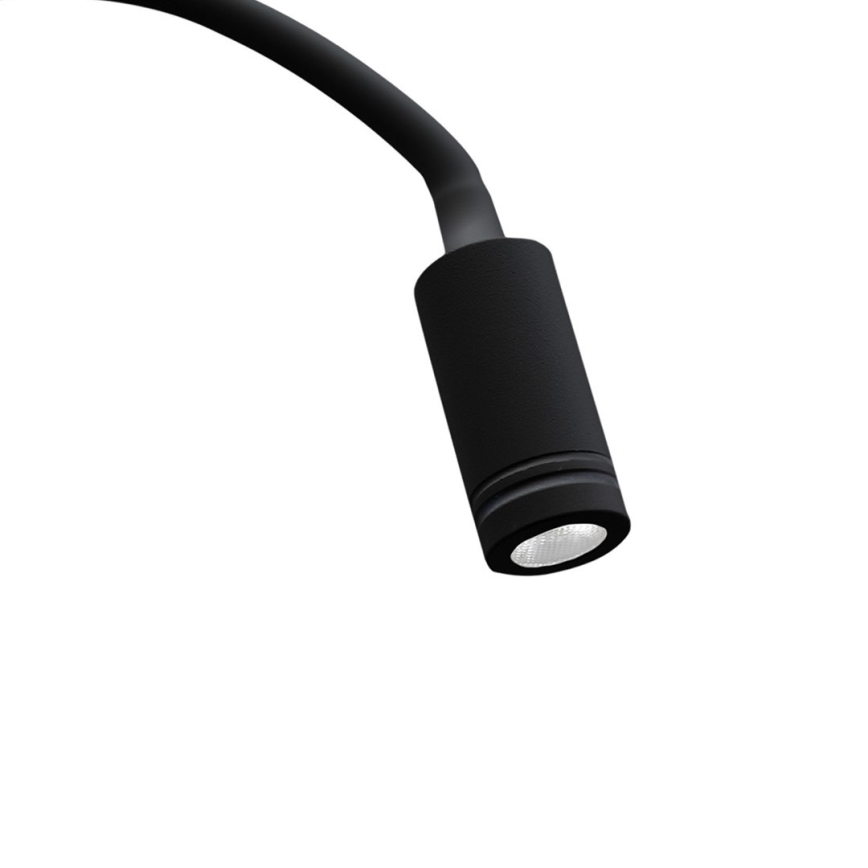 Flexible LED-Wandleuchte mit USB, Modell BASE, LED/8W+LED/2W, 230V, schwarz