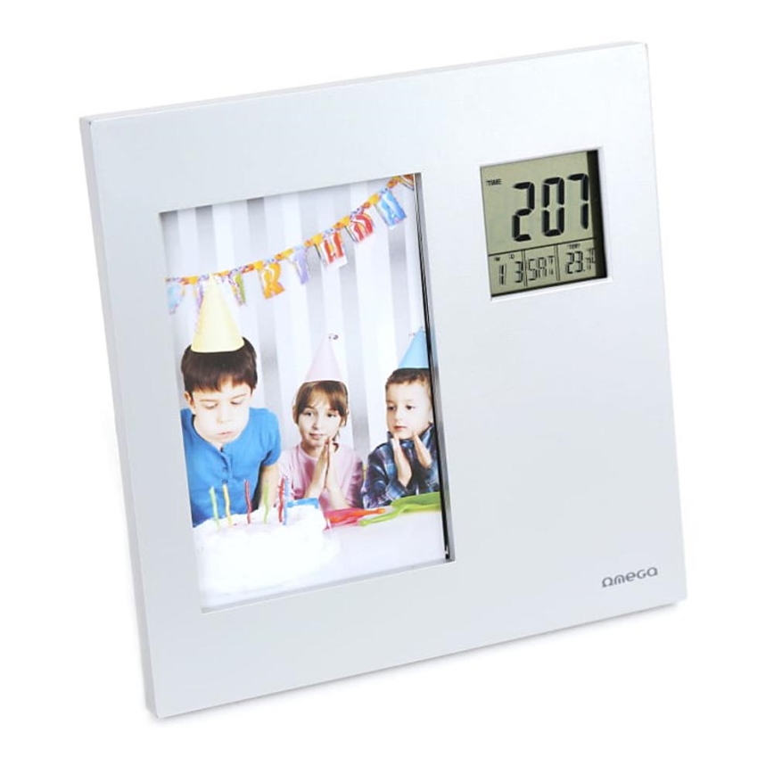 Fotorahmen mit Digitaluhr und Thermometer 2×AAA