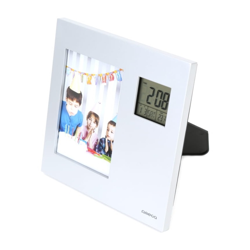 Fotorahmen mit Digitaluhr und Thermometer 2×AAA