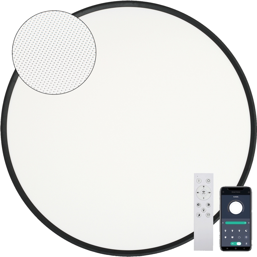 Fulgur s-43059 - dimmbare LED-Deckenleuchte NOMY LED/50W/230V 3000-6500K Ø 60 cm UGR19 IP40 Wi-Fi schwarz + Fernbedienung