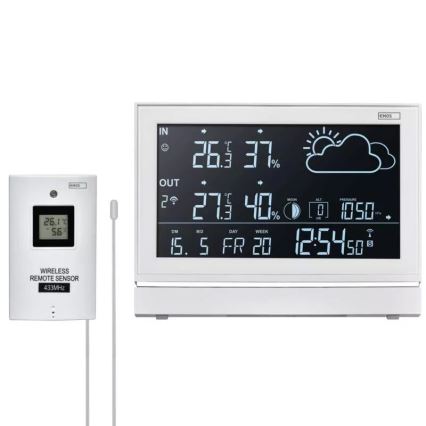 Funk-Wetterstation mit Wecker 3xAAA weiß