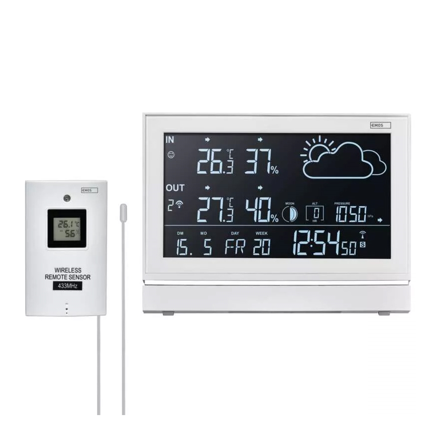 Funk-Wetterstation mit Wecker 3xAAA weiß