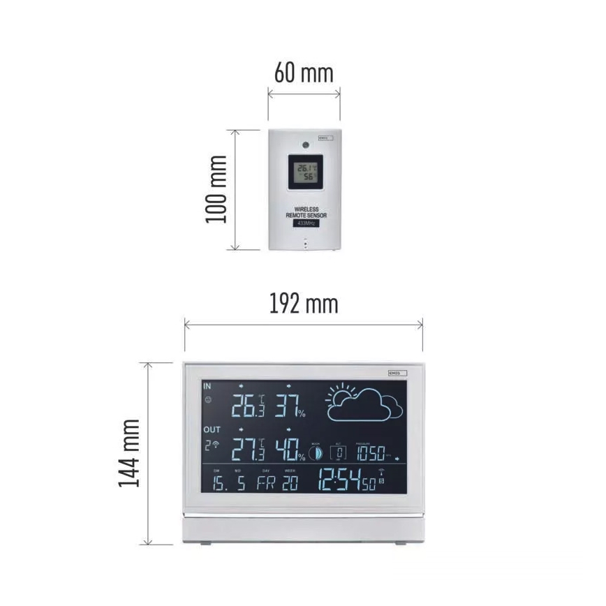 Funk-Wetterstation mit Wecker 3xAAA weiß