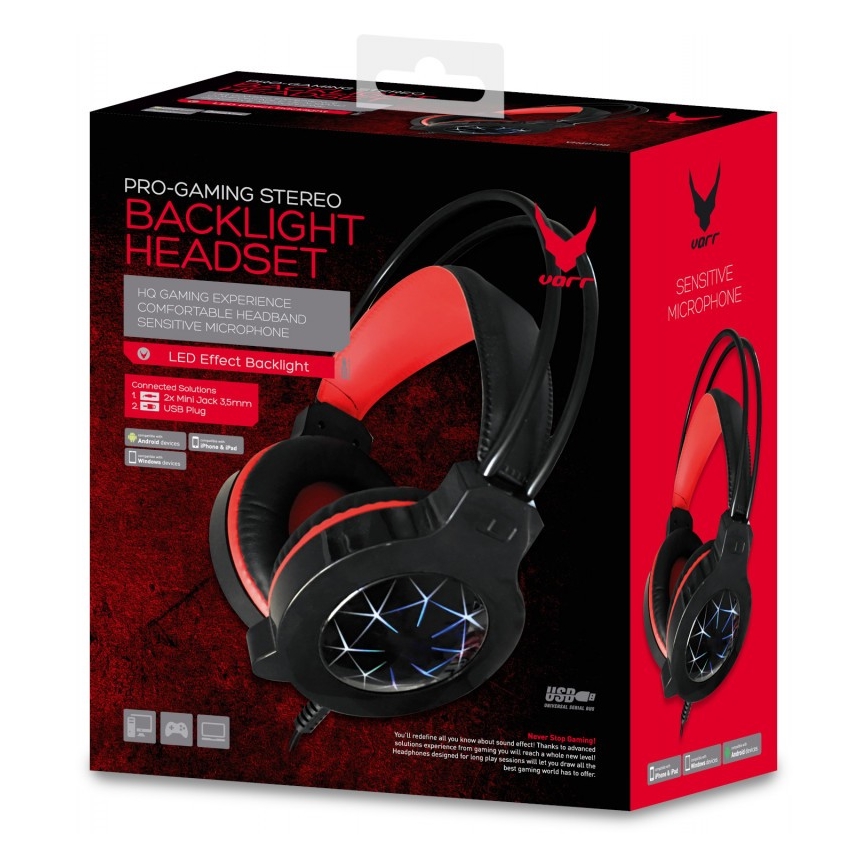 Gaming LED Kopfhörer VARR mit Mikrofon 3,5mm
