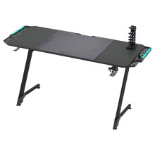 Gaming-Tisch SNAKE mit LED-RGB-Hintergrundbeleuchtung 140 x 60 cm schwarz