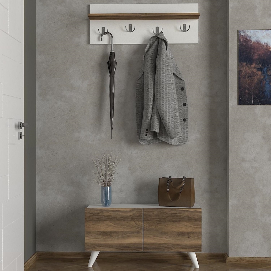 Garderobe LORES 29,5x80 cm + Schuhschrank 41,5x80 cm braun/weiß