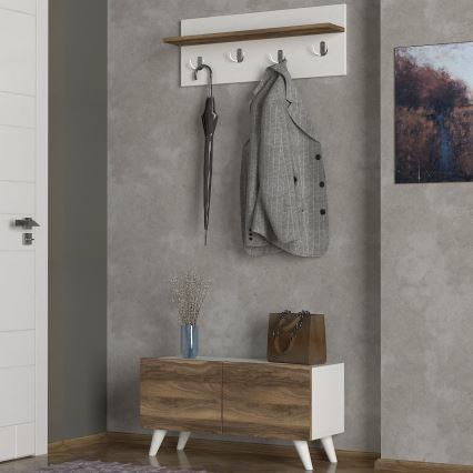 Garderobe LORES 29,5x80 cm + Schuhschrank 41,5x80 cm braun/weiß