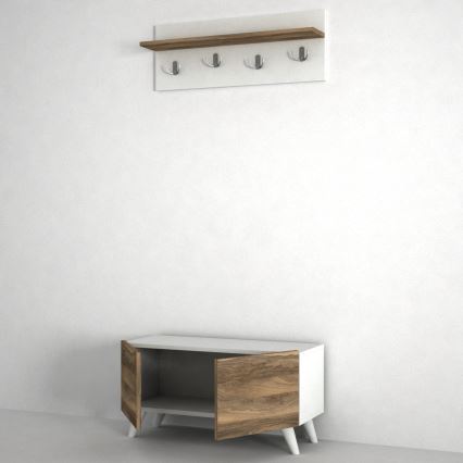 Garderobe LORES 29,5x80 cm + Schuhschrank 41,5x80 cm braun/weiß