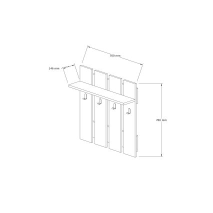 Garderobe MITA 70x70 cm anthrazit/braun