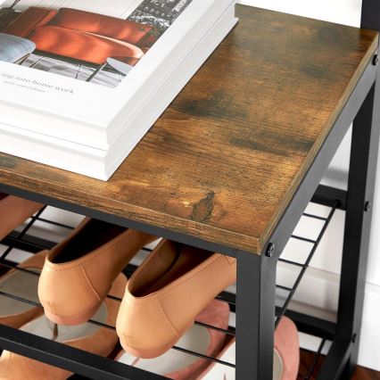 Garderobenständer mit Spiegel NAVOR, braun/schwarz