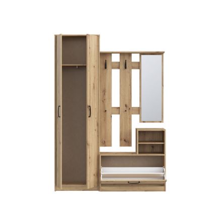Garderobenwand KAVI mit Spiegel, Artisan-Eiche