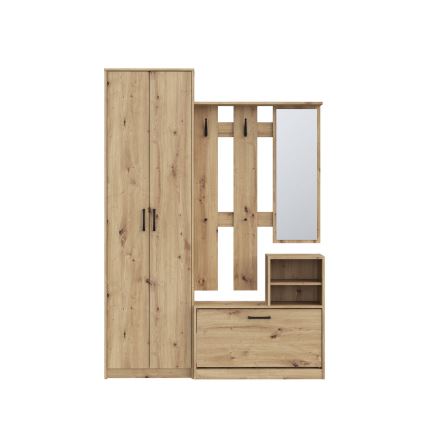 Garderobenwand KAVI mit Spiegel, Artisan-Eiche