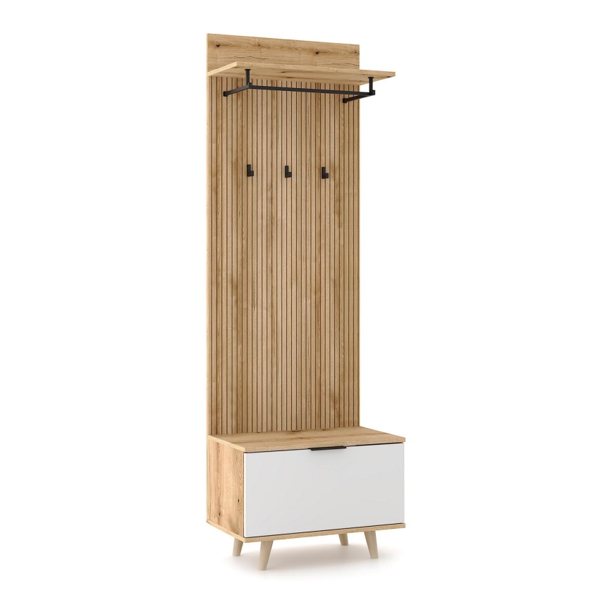 Garderobenwand KLEO braun/weiß