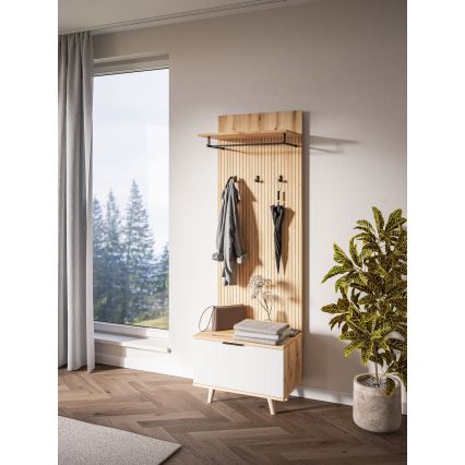 Garderobenwand KLEO braun/weiß