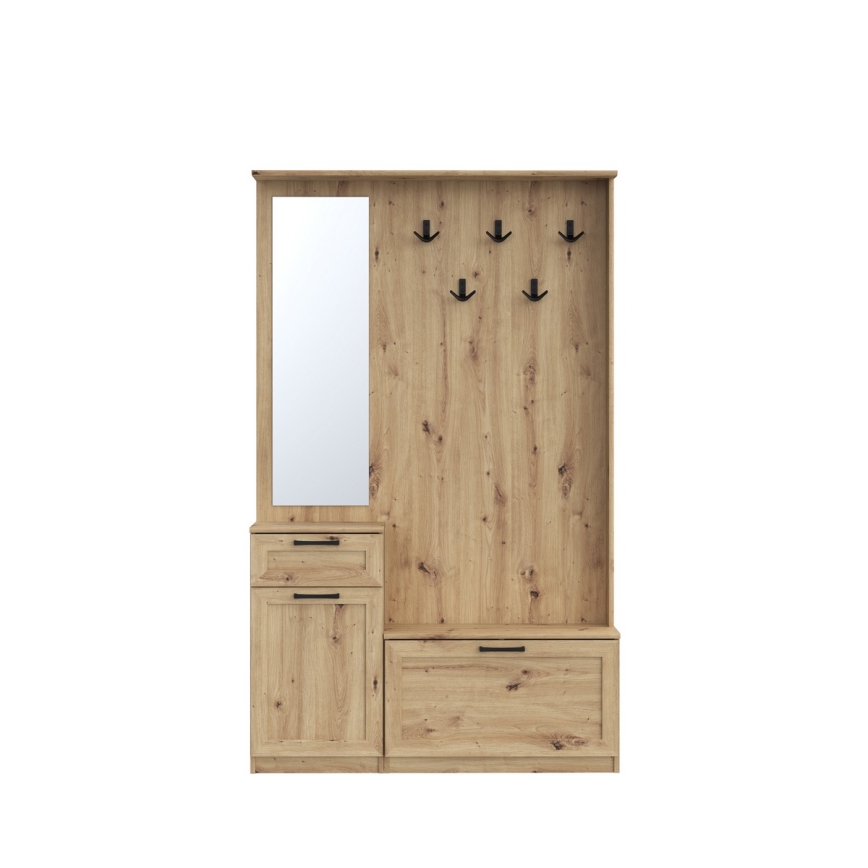 Garderobenwand mit Spiegel KAVI in Artisan-Eiche