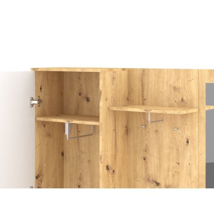 Garderobenwand mit Spiegel NOLAN Artisan-Eiche/Weiß