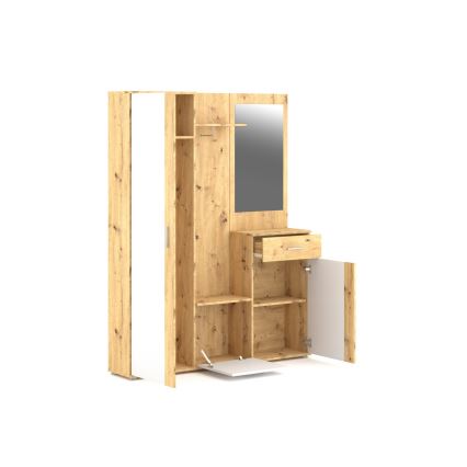 Garderobenwand mit Spiegel NOLAN Artisan-Eiche/Weiß
